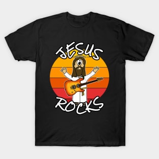 Jesus Rocks Electric Guitar Christian Guitarist T-Shirt